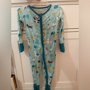 Little Sleepies Blue Animal Print Birthday Footie